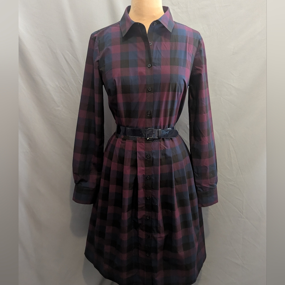 BROOKS BROTHERS Plaid CLASSIC Tailored Preppy Shirt Dress Size 10